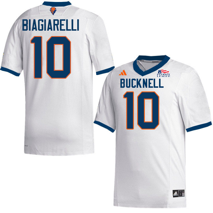 Bucknell Bison #10 Brandon Biagiarelli College Football Jerseys,Uniforms-White